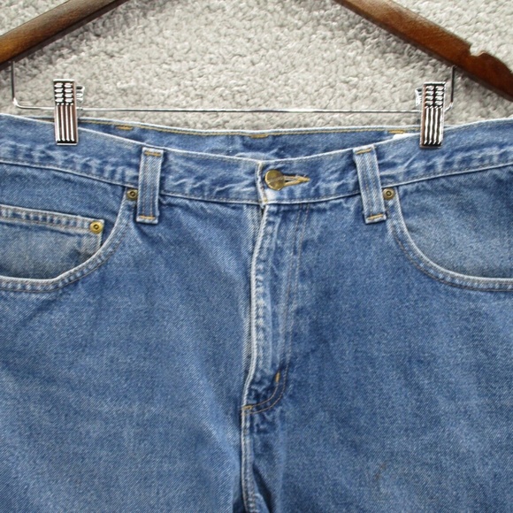 Carhartt Jeans Mens 34x30 Blue Denim Relaxed Fit Straight Leg Work 381-83 - Picture 2 of 15